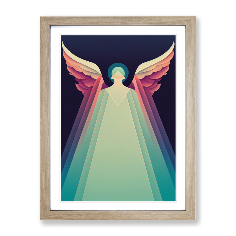 Art Deco Angel Vol.1 - Wall Art, 64cm H x 46cm W x 2cm D, Oak Framed Paper