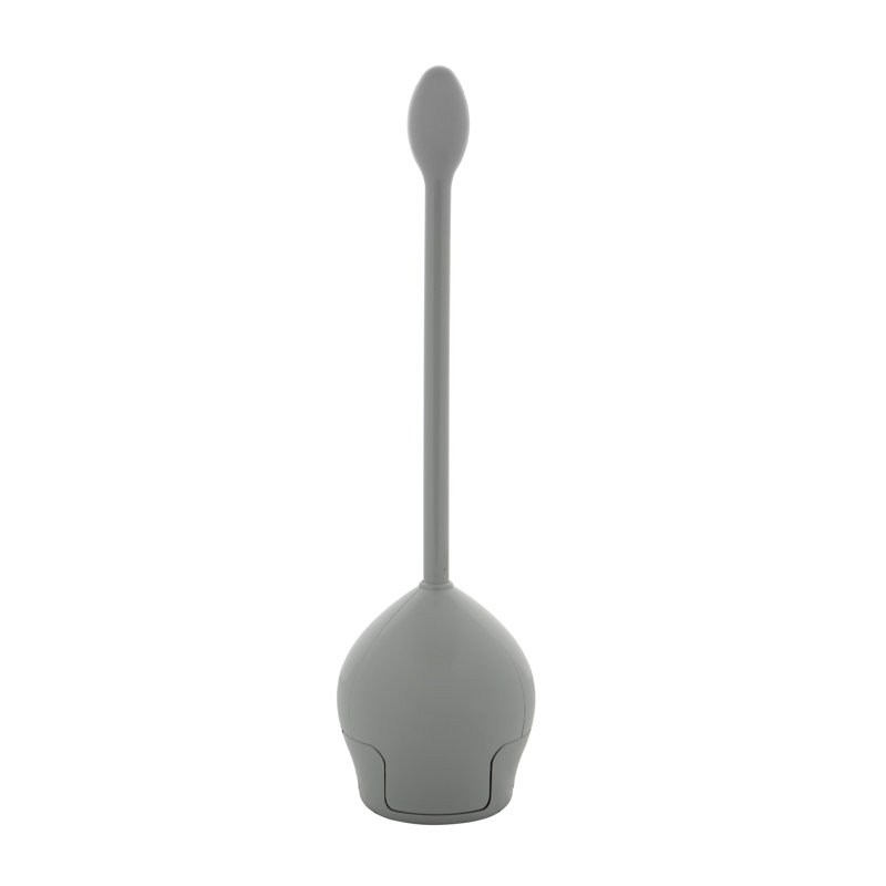 Gray Rust-Proof Tulip Toilet Bowl Brush with Holder