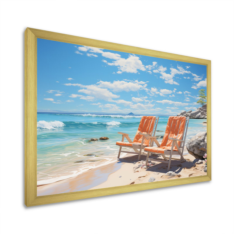 «Beach Sunkissed Sands III», reproduction sur toile encadrée, H 16 po x l 32 po x P 1 po, Encadrement doré