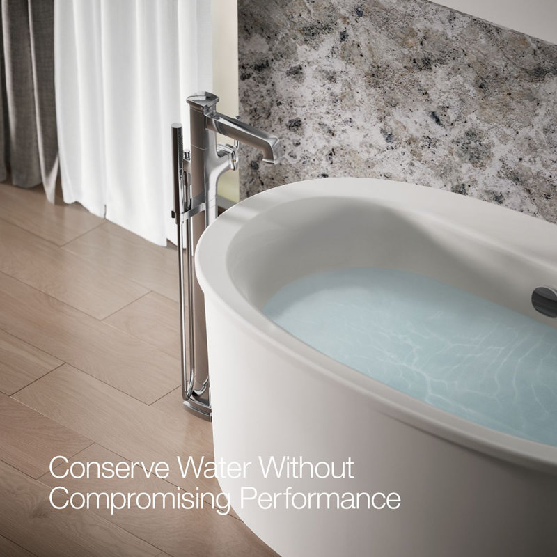 Riff Floor-Mount Bath Filler Trim, Polished Chrome