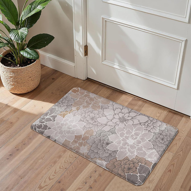 Ensemble de tapis de cuisine - [Couleur non spécifiée] - 2 pièces, rembourré antifatigue, imperméable, antidérapant, lavable, coureur floral, cuisine / maison / bureau / buanderie