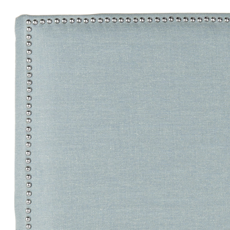 Tête de lit tapissier Farringdon, Double, Bleu ciel, Polyester