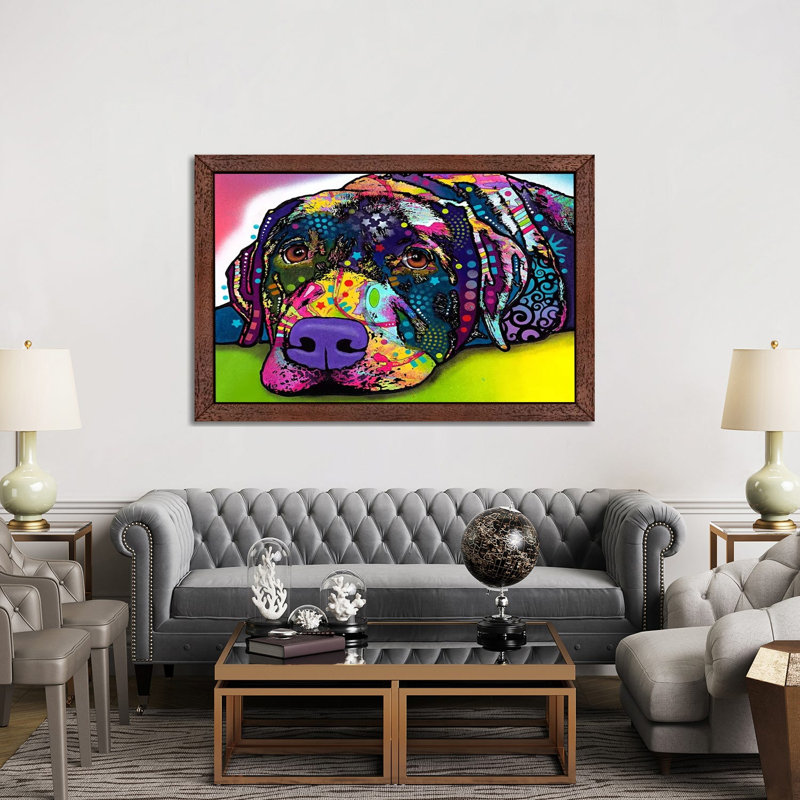 Savvy Labrador by Dean Russo - Print on Canvas, 152.5 cm H x 101.5 cm W, Brown Framed