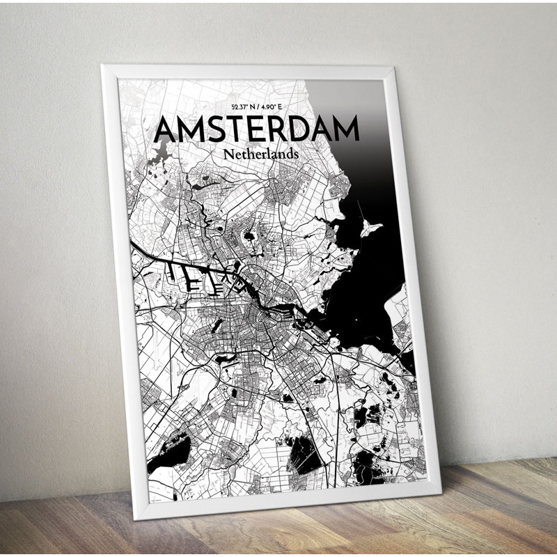 Amsterdam City Map - No Frame Print, 91.4cm H x 61cm W x 0.13cm D