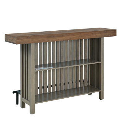 Baylen 3-in-1 Counter Height Dining Table with Wine Storage, Footrest & 2-Tier Rack for Dining Room Kitchen