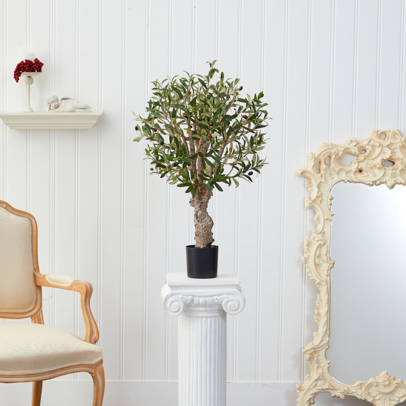Faux Olive Tree Tree in Pot, 24" H x 14" W x 14" D