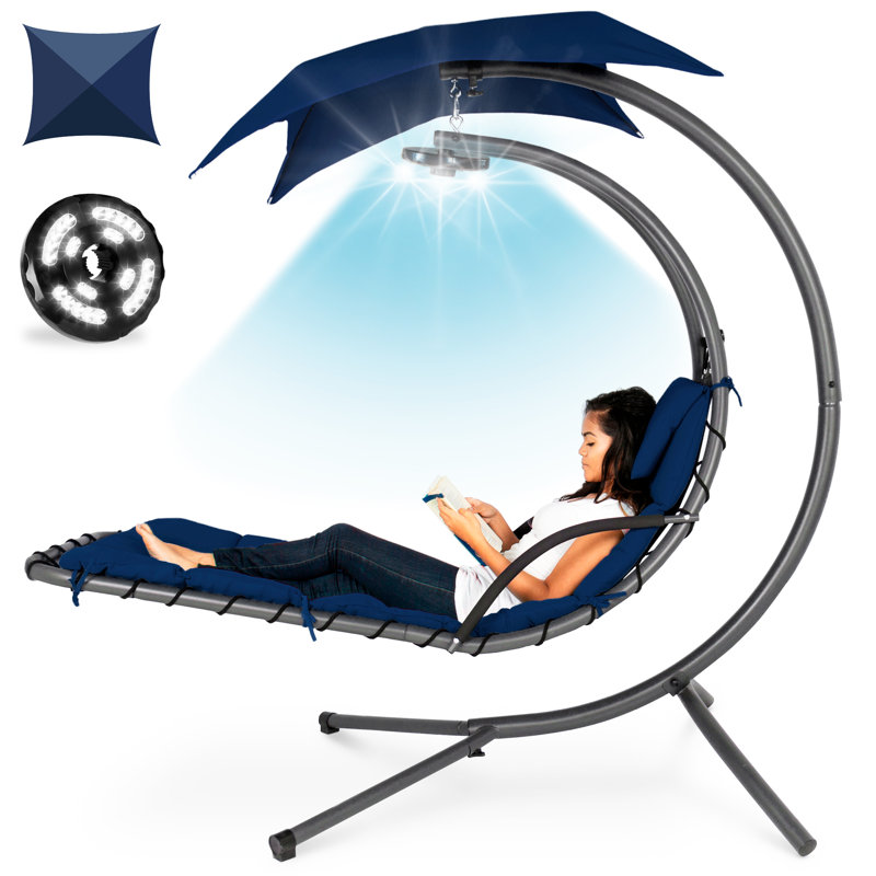 Chaise longue d'extérieur en métal Rikio, Bleu marine