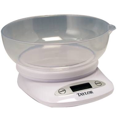 Taylor Eat Smart 33Lb Glass Platform Food Kitchen Scale With Tare, Grey