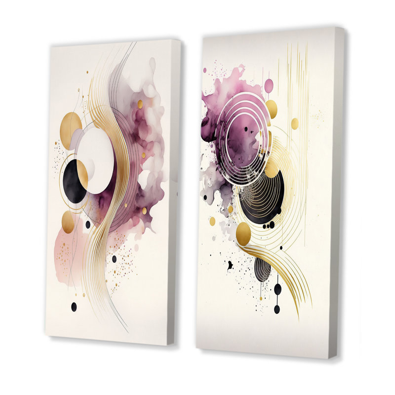 "Mouvement mauve profond", 2 pièces sur toile, Toile tendue, H 40 po x l 40 po