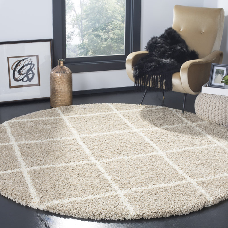 Hampstead Hudson Shag Performance Geometric Rug, Round 3'