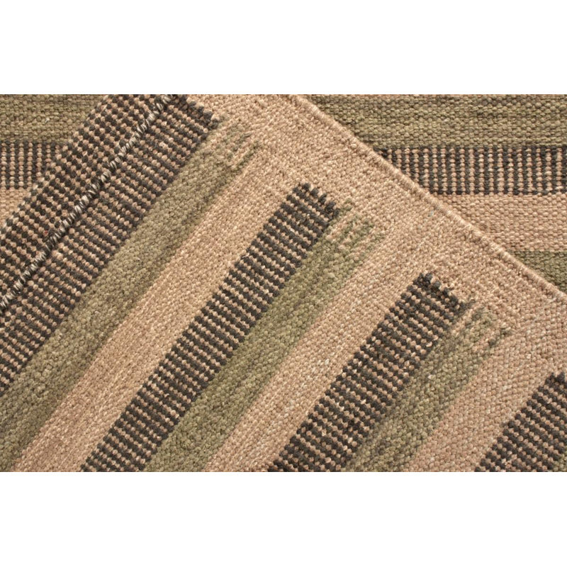 Scandinavian Hand Knotted Wool Geometric Area Rug, Rectangle 9' x 12'