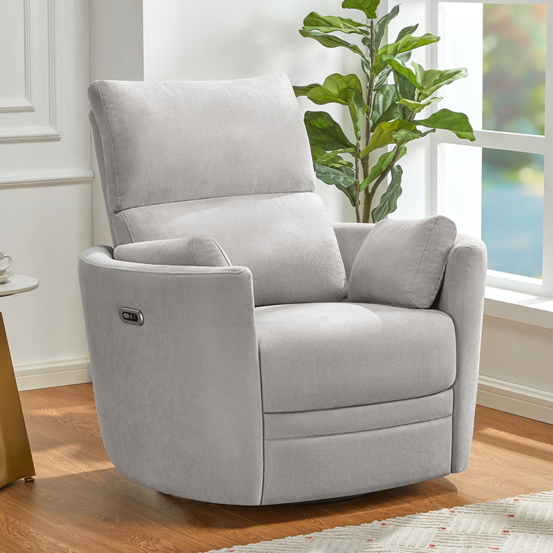 Fauteuil inclinable électrique berçant / 4 points de massage / USB et charge de type C, 2 coussins, Gris clair