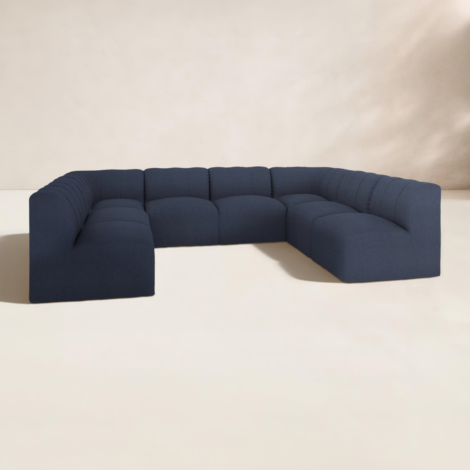 Praia 124" Sunbrella Outdoor U Sectional, Canvas Navy Sunbrella® Canvas