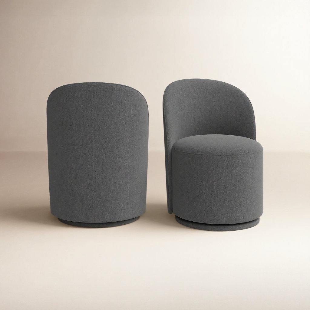 Sharlene Swivel Dining Chair, Effie Smoke Performance Linen