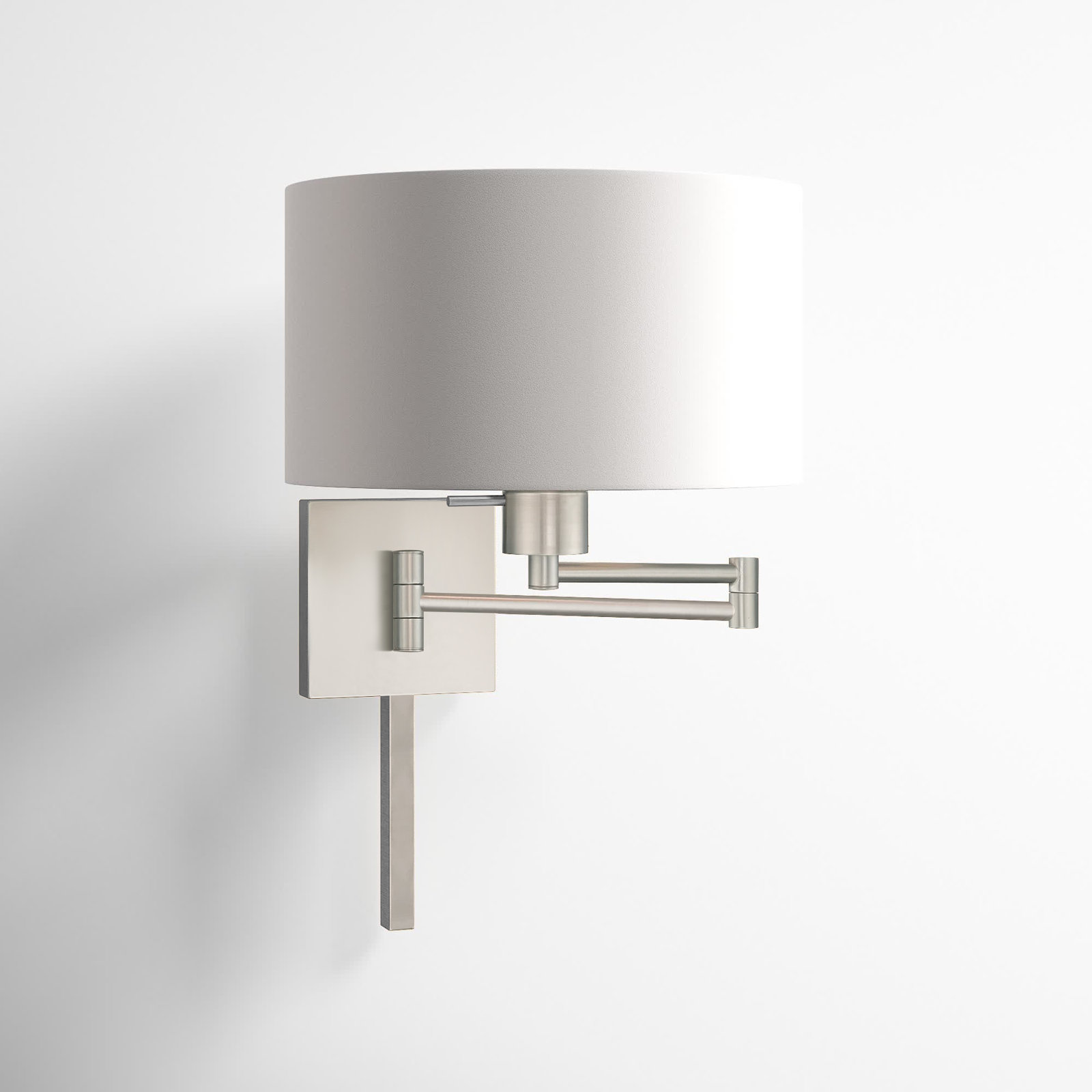 Kevyn Single Light Dimmable Swing Arm Sconce, Brushed Nickel, Off White
