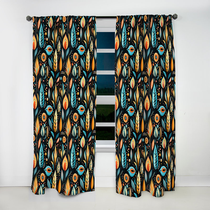 Motif tribal Frivolity Boho - Rideau abstrait Boho - Rideau abstrait obscurcissant - 1 panneau, L 52 po x L 120 po