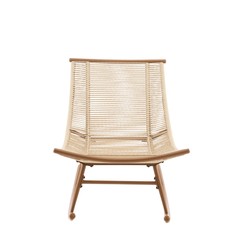 Chaise berçante d'extérieur en rotin avec structure en métal et coussin moelleux Figir, 2