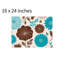 Tapis de bain floral brun sarcelle, 16 x 24