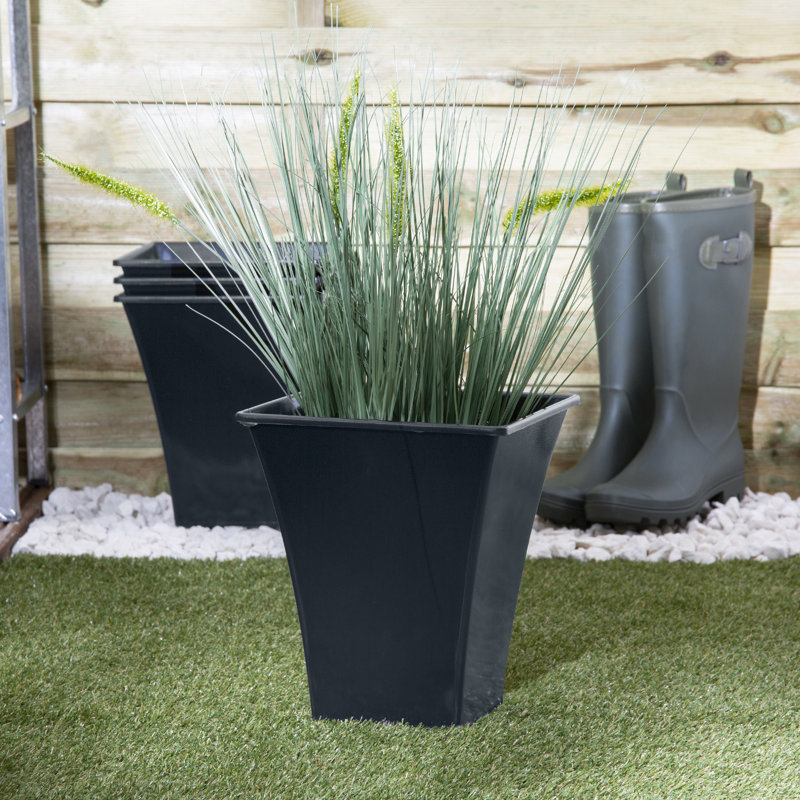 Wham Metallica Square Planters, 26cm H x 23cm W x 23cm D, Slate