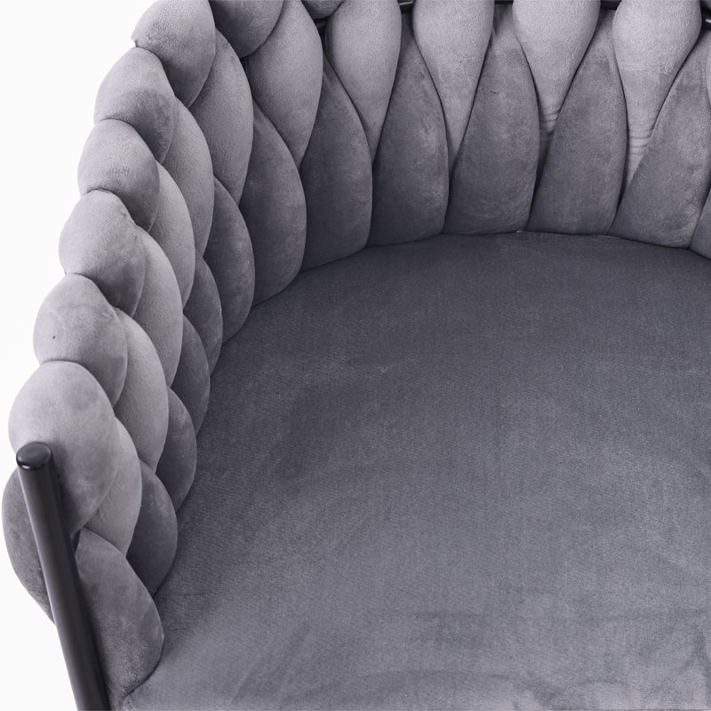 Chaises de salle à manger pivotantes en velours Kynor Glam, Gris, 4