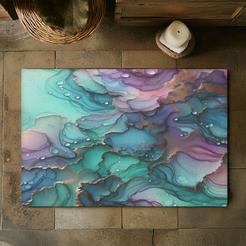 Violet & Teal Blends Braided Rug, Rectangle 3' x 5'