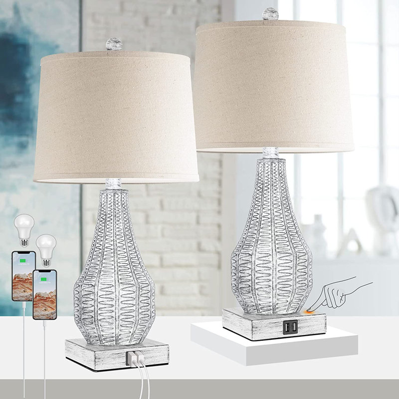Lampe de table USB en résine Asani