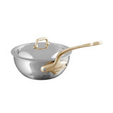 Mauviel M'cook B Curved Splayed Saute Pan With Lid, Brass Handle, 3.4-Qt