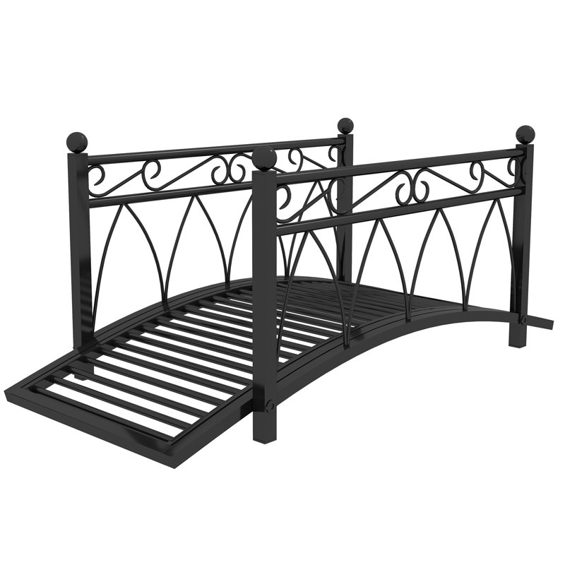 Garden Bridge with Safety Railings, Black