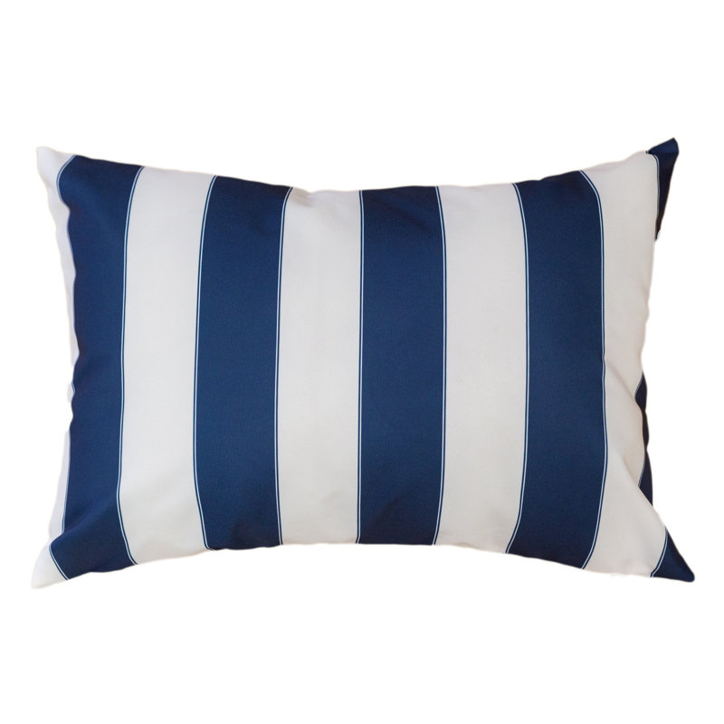 Josephine Striped Outdoor Reversible Throw Pillow, Navy