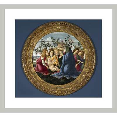 Madone adorant l'enfant avec cinq anges par Sandro Botticelli, impression giclée encadrée