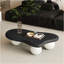 Table basse de 40 pouces en forme de nuage avec 3 pieds sphériques pour le salon, pieds noirs et pieds blancs-130622881-130622882-130622885