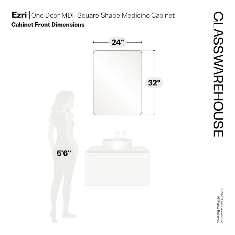 One Door MDF Square Shape Medicine Cabinet