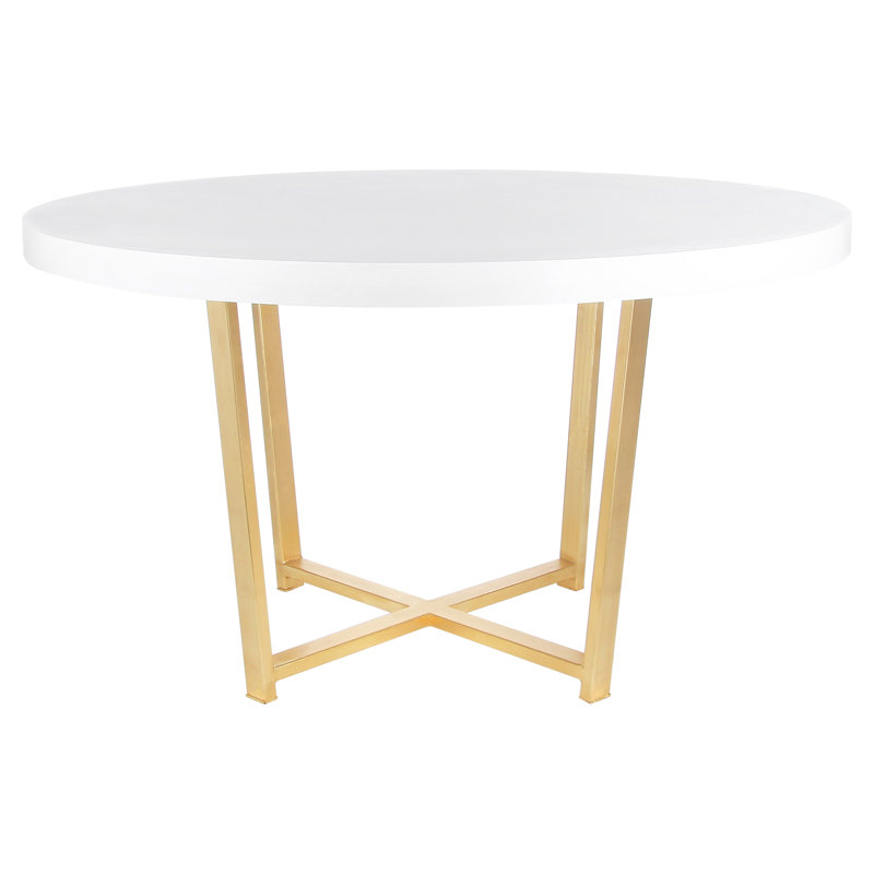 Tessa 56" Trestle Dining Table, Alabaster White Veneer