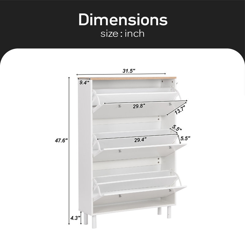 24 Pair Shoe Storage Cabinet, White