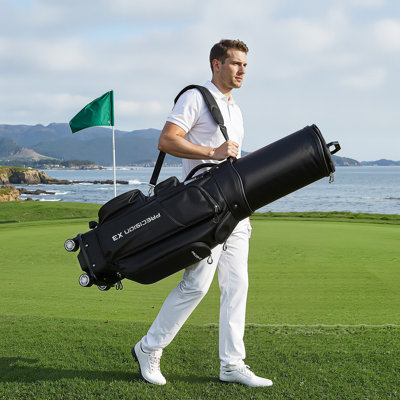  Sac de chariot de golf, facile à transporter, sac de chariot de club de golf rétractable, housse de protection de club de voyage avec roues verrouillables et poignée intégrée, étui de transport de club de golf pour avions