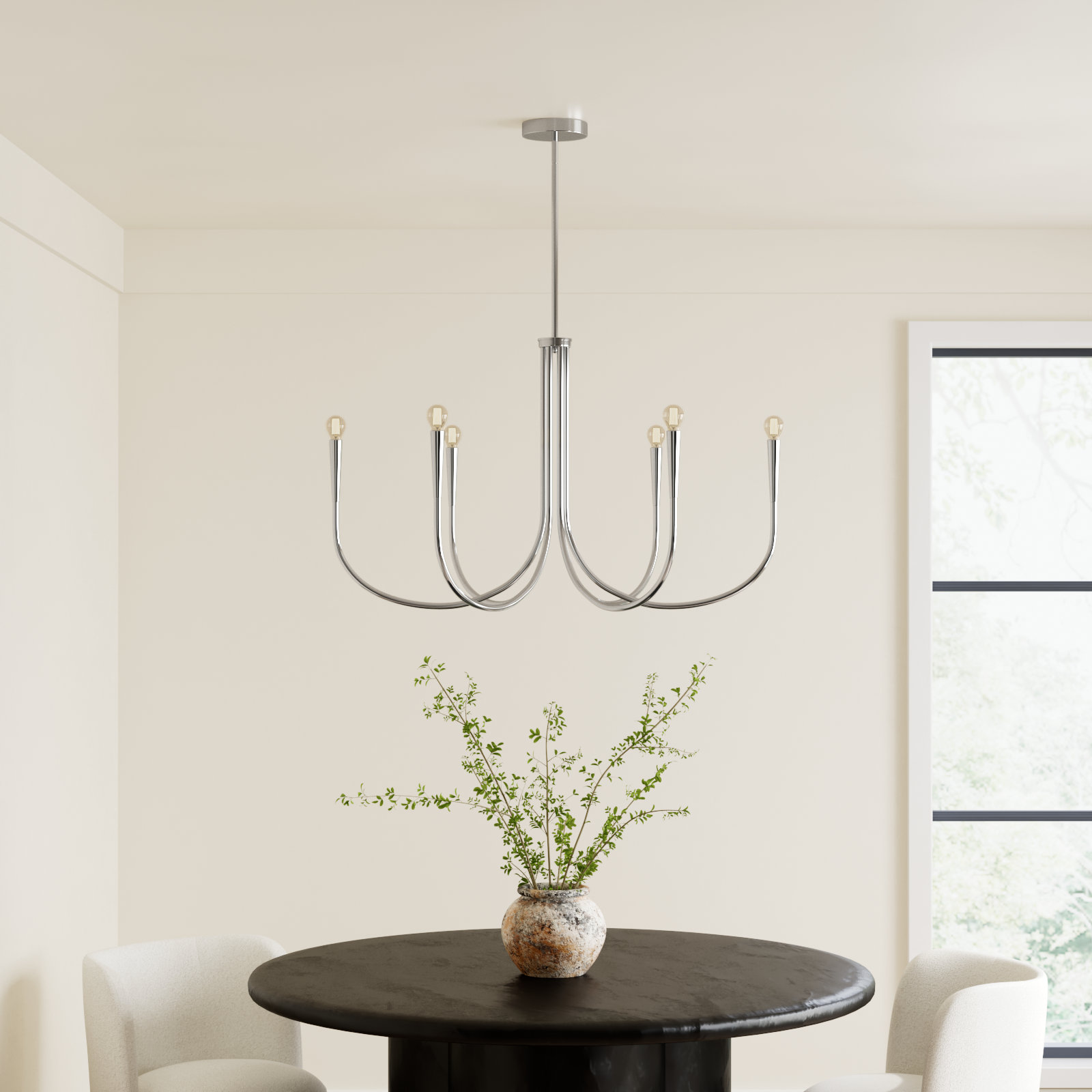 Catalena 6 - Light Dimmable Classic/Traditional Chandelier, 23" H x 30" W x 30" D, Chrome