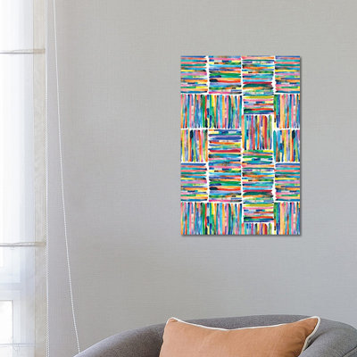 Handpainted Colorful Square Stripes by Ninola Design - Wrapped Canvas Gallery-Wrapped Canvas Giclée