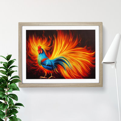 Rooster Flame 1 Piece Single Picture Frame Wall Art
