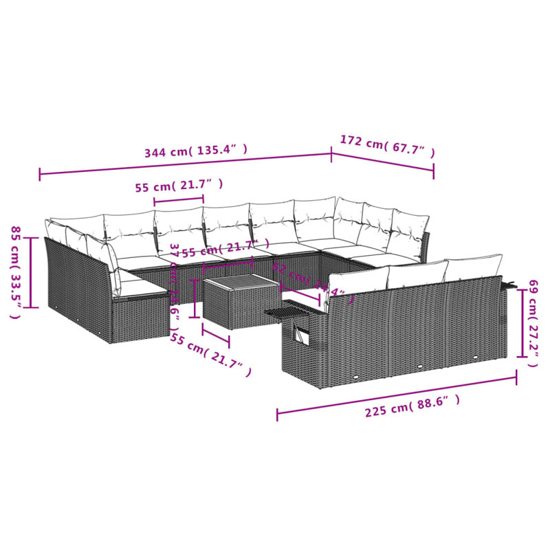 Ensemble de canapé de jardin Vidaxl beige