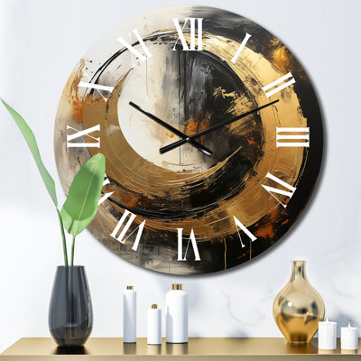 Yin Yang Beyond Duality Abstract Gold And Black Wall Clock -  Design Art, CLM86514-C16