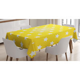 Ambesonne Yellow Tablecloth, Bursting Vibrant Hanging Stars Fun Retro Kids With Graphic Design Print, Rectangular Table Cover For Dining Room Kitchen Decor, 52" X 70", White Yellow