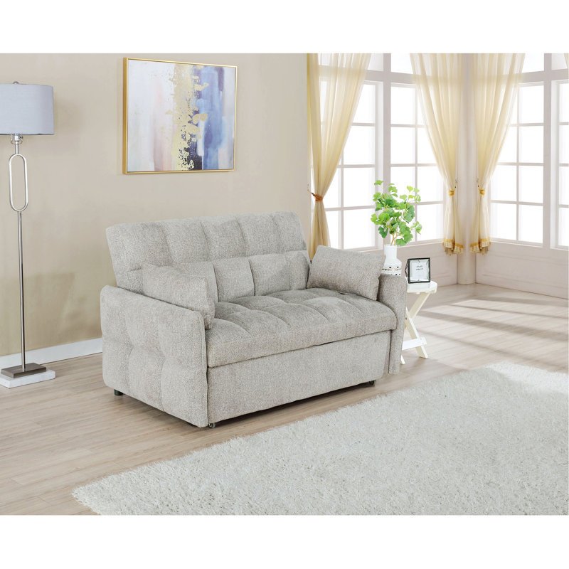 Canapé-lit capitonné, Light Grey Chenille
