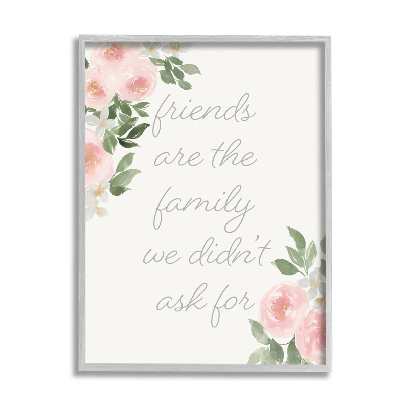 «Friends Are Family», phrase de motivation - rose, H 30 po x l 24 po, Estampe numérique Farmhouse