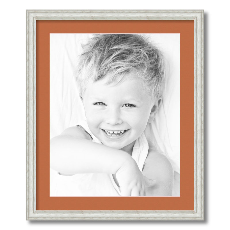 Wood Matte Picture Frame with Mat, Red Orange