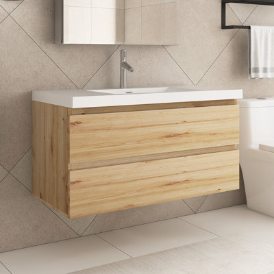 42 In. Wall-Mounted Elegant And Stylish Bathroom Vanity With 2 Drawers