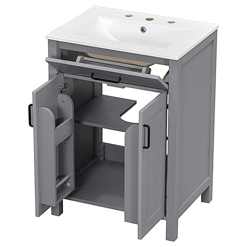 Meuble-lavabo 24 po avec lavabo en céramique 24 po et 2 portes
