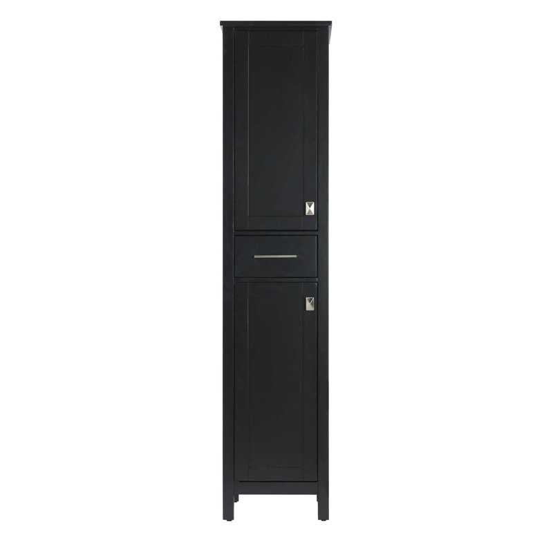 16 inch Bath Storage Cabinet in Black, Black, 72" H x 16" W x 18" D