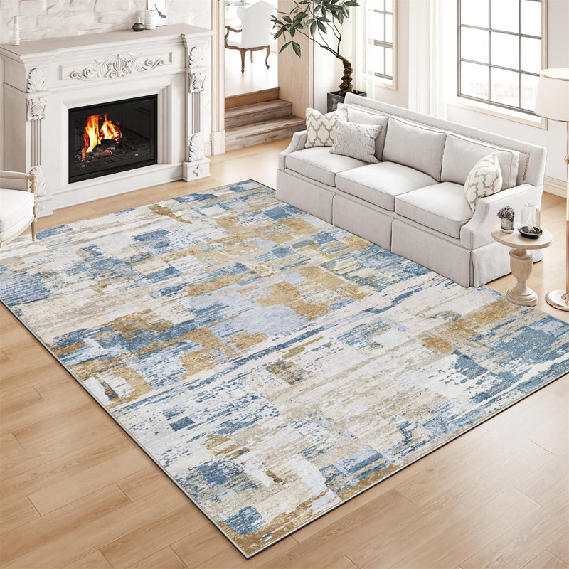 Tapis ultra-doux lavable à la machine Artisanab Abstract, Rectangulaire 8 pi x 10 pi