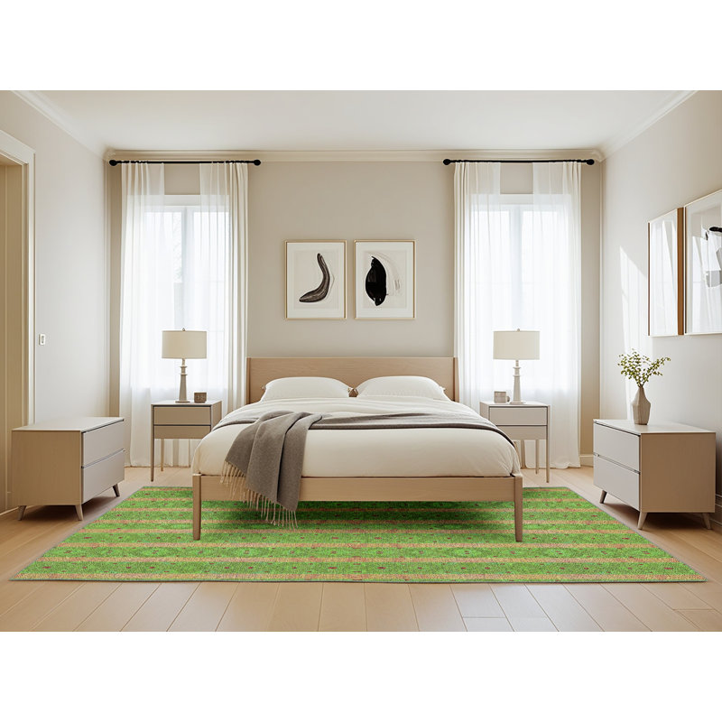Vert Non disponible/beige Tapis décoratif, Rectangle 5 pi x 8 pi