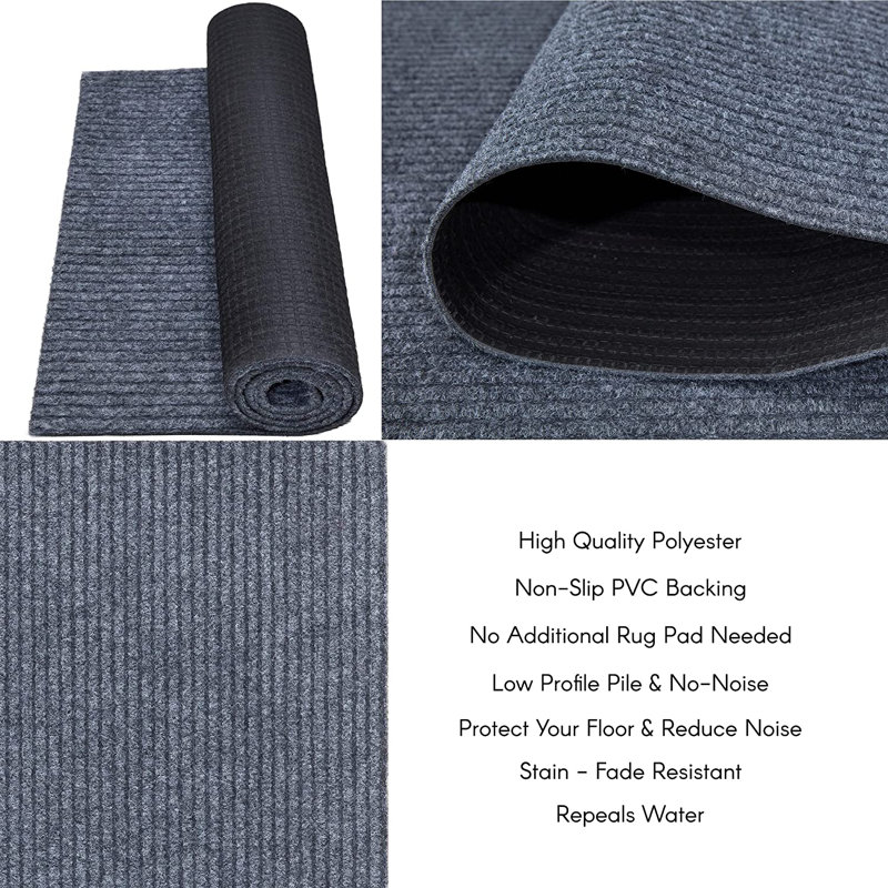 Tapis de couloir de taille personnalisée de 36 po de large avec support antidérapant en PVC antidérapant Gray_Heavy Duty